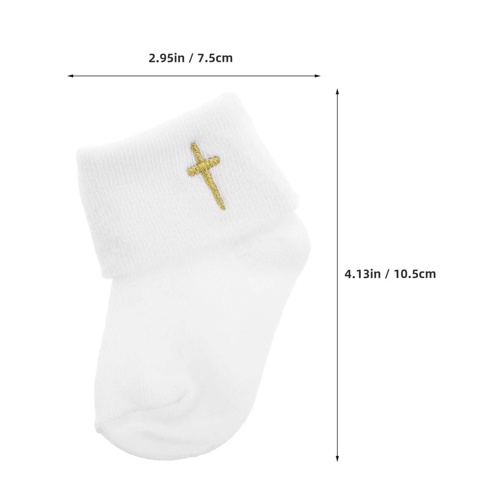 1 paire de chaussettes blanches pour bébé, confortables, manchette tournante en coton pour nourrissons de 0 à 1 ans, chaussettes de baptême antidérapantes