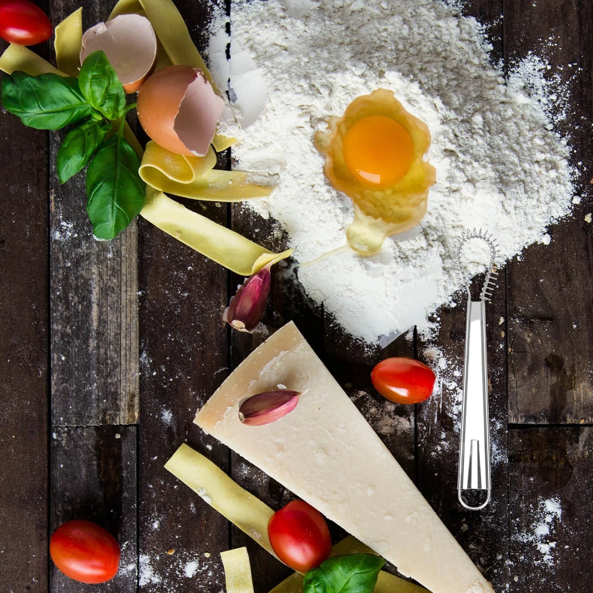 

2 Pcs Egg Beater Mixer Mixing Whisk Mixture Blender Kitchen Tools Metal Small Mini Hand for Eggs Stainless Steel