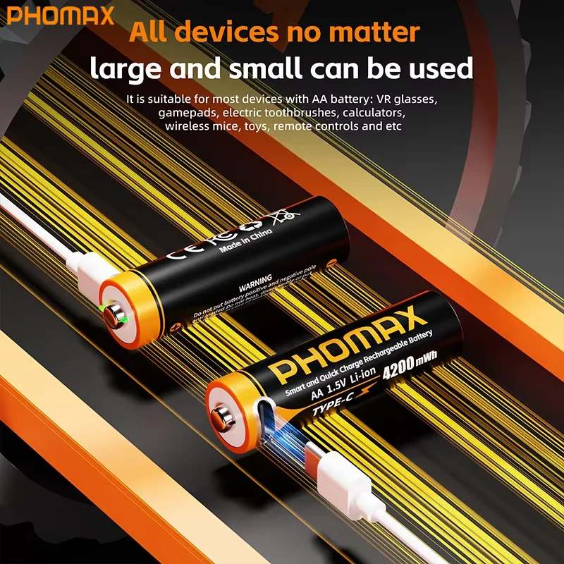 

PHOMAX Lithium Battery AA Battery 1.5v 4200mWh Long-life Battery Rechargeable Batteries +box for Toys, Remote Controls, Clocks