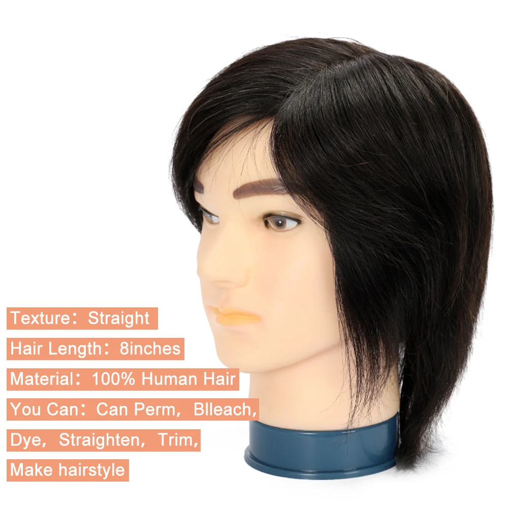 Cabeza de Maniquí de pelo humano para hombres, cabello 100% humano para entrenamiento del cabello, estilismo Solon, peluquería, cabeza de muñeca para práctica de peinados