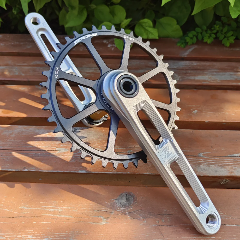 ZEROING Road Bike Crankset 165/170/175mm Hollow Crank Integrated Fire Chainring AL Folding Bicycle 40/42/44/46/48/50T Chainwheel