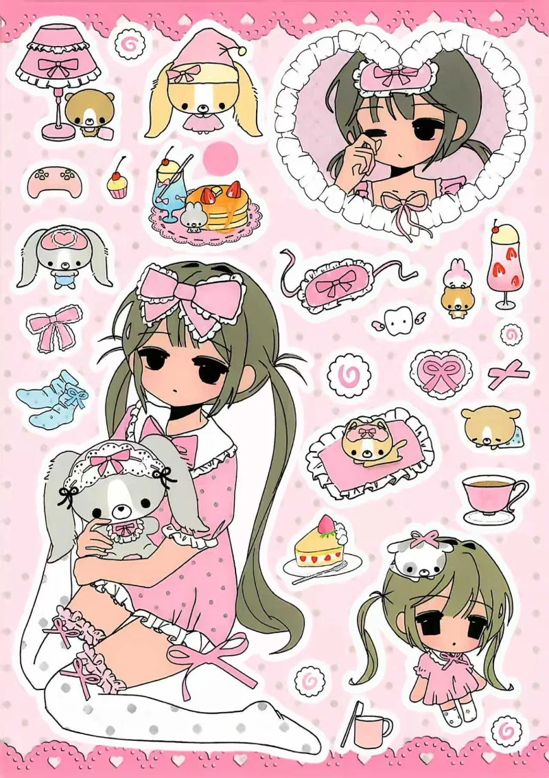 Kawaii JK Sticker Collection | Sweet School Girls & Cozy Food Moments for Journaling & Scrapbooking view 5