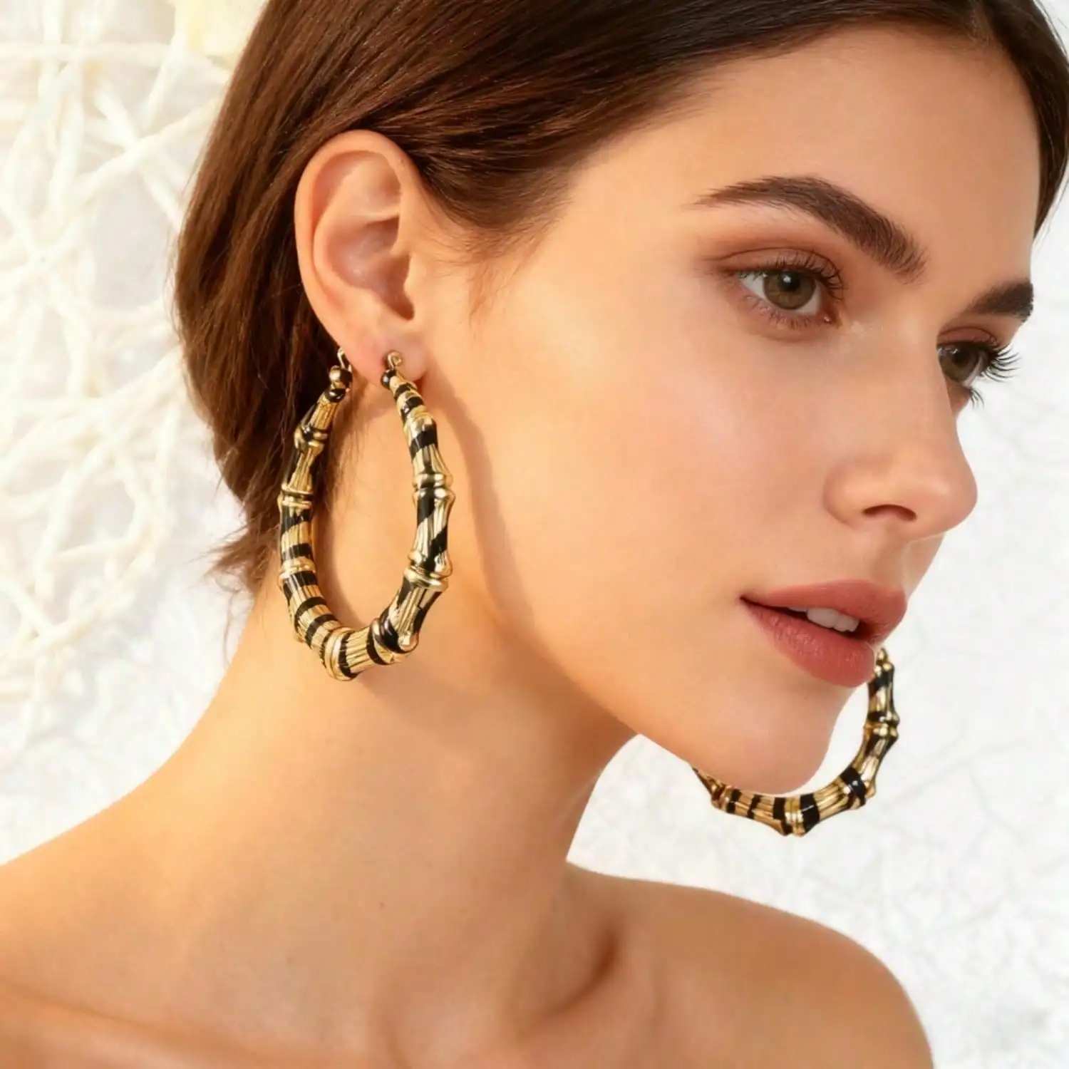 

2 пары двусторонних простых бамбуковых сережек-колье с леопардовым принтом для женщин, в европейском и американском стиле