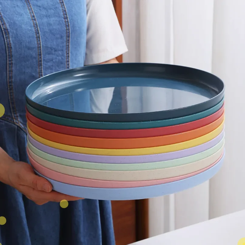 1/4/6PCS Nordic Wheat Straw Plate Fruit Plate Vegetable Plate Plastic Bone Spitting Plate Dry Fruit Plate Tableware Large Plate
