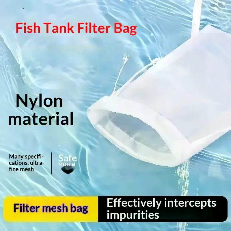 Reusable 200-Mesh Aquarium Filter Bag with Drawstring for Effective Fish Tank Cleaning