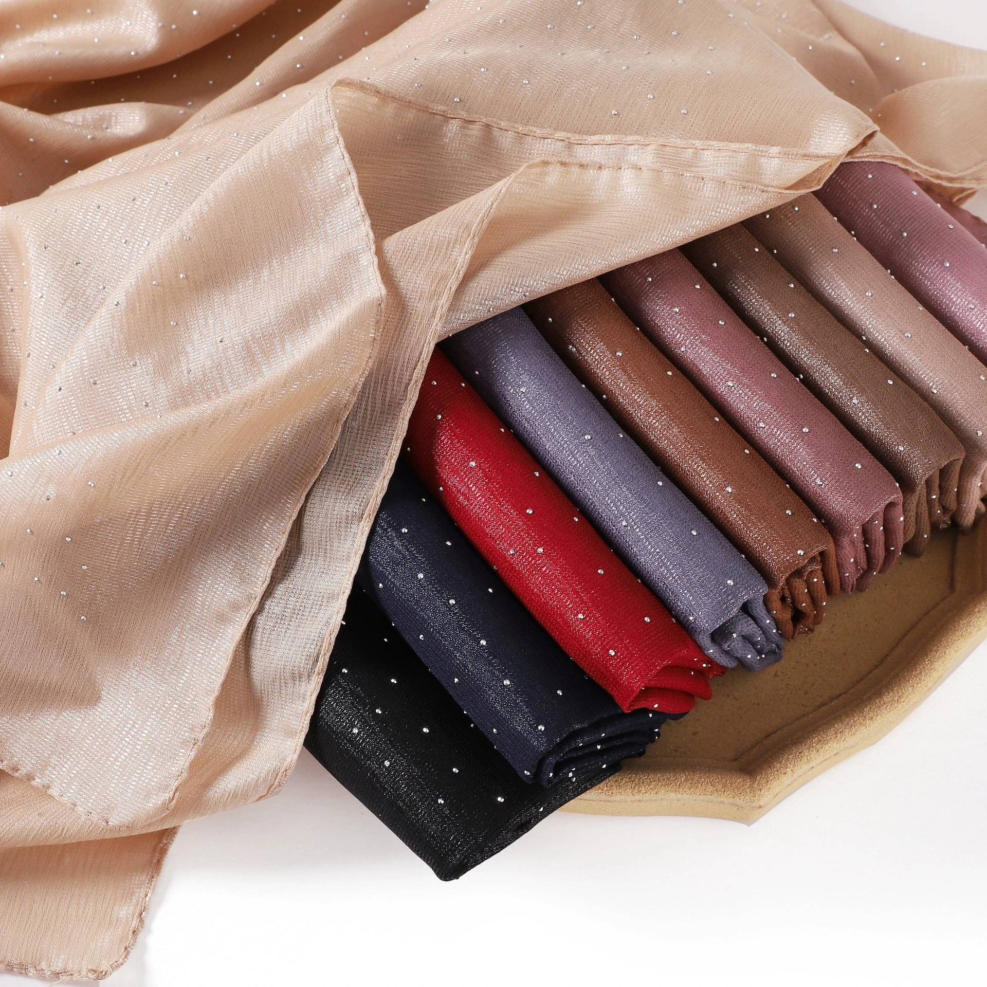 

Ramadan Plain Rhinestone Full Dot Stain Shawls Scarf Lady High Quality Wrap Beach Pashmina Stole Bufandas Muslim Hijab 180*70Cm
