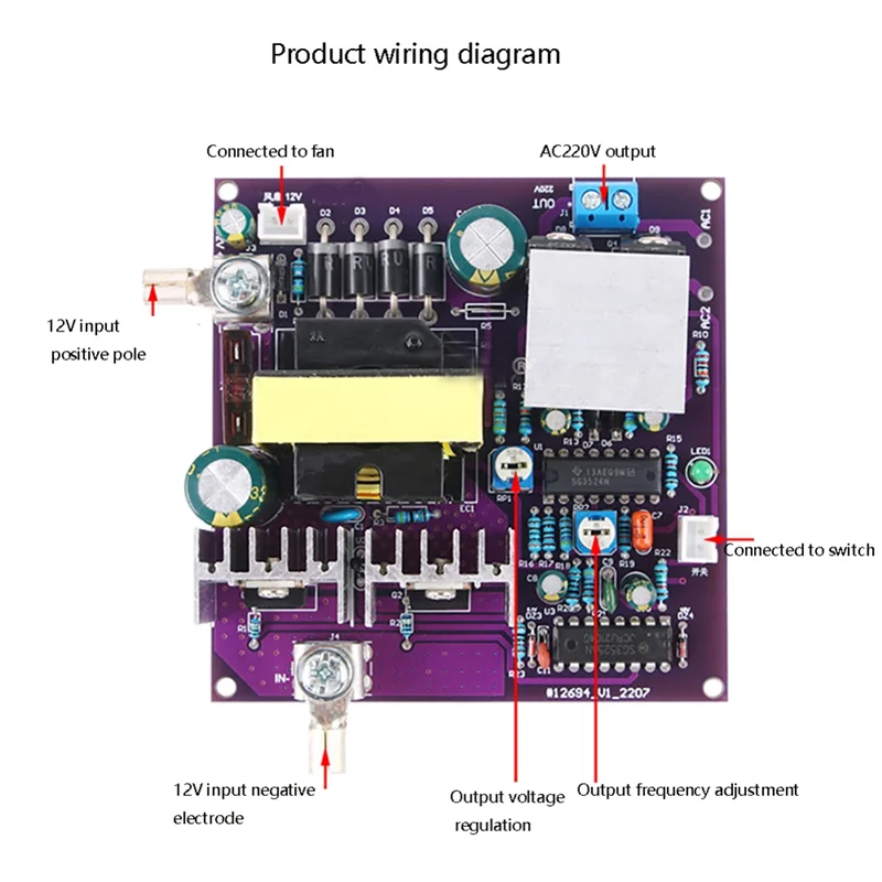 

A74I-DC-AC Power Inverter 300W Corrected Sine Wave Output 50Hz Inverter 12V To 220V Supply Energy Storage DC-AC Boost Board