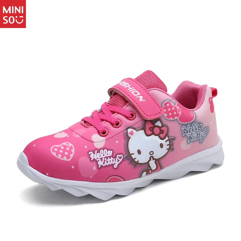 Miniso crianças dos desenhos animados tênis para a primavera outono, meninas sapatos esportivos para a escola primária crianças indoor ao ar livre correndo