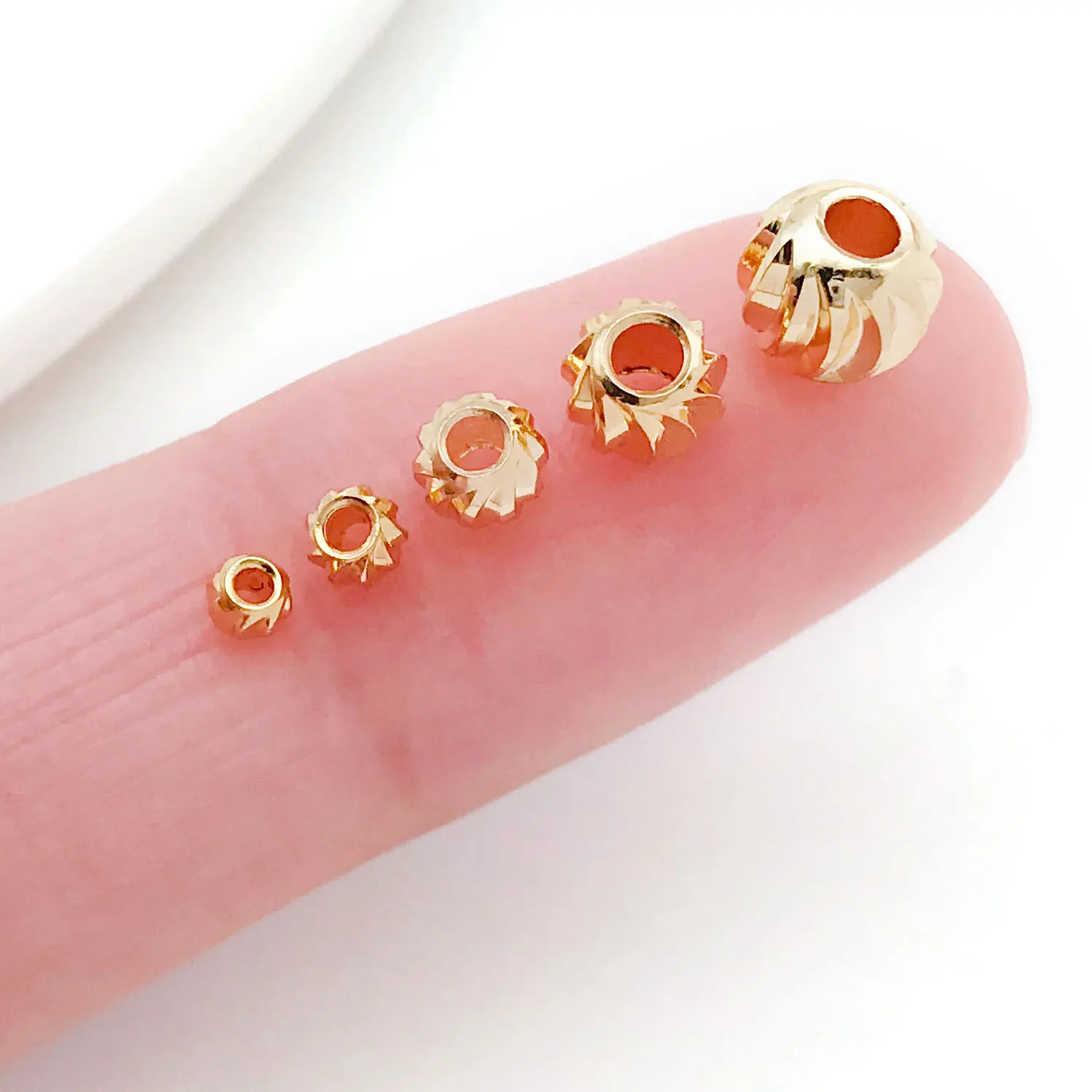 20pcs 18K Real Gold Plated Brass Striped Cut Flower Spacer Beads For DIY Bracelet Necklace Earrings Jewelry Making Accessories image 6
