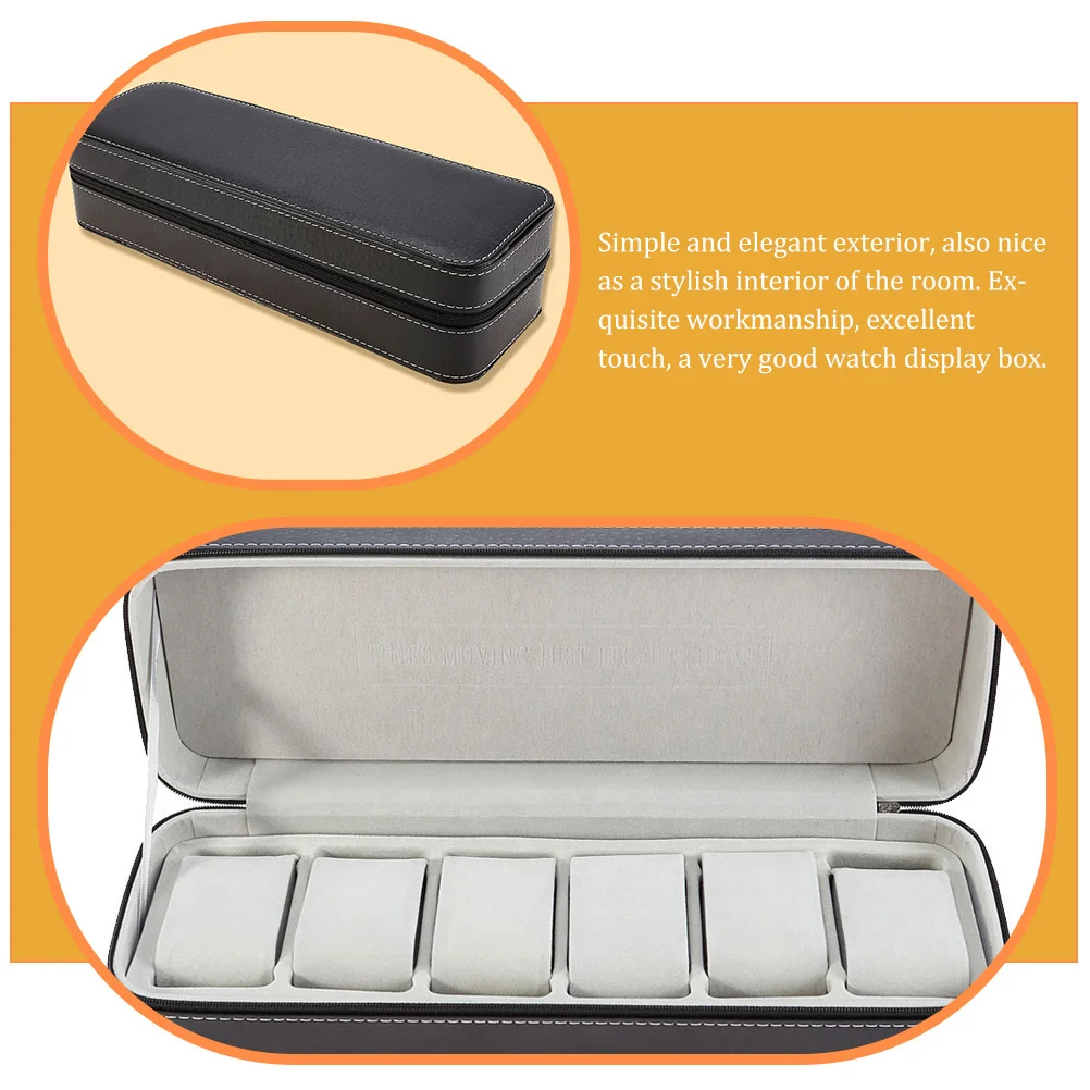 

6 Slots Watch Storage Box Portable Zipper Watch Organizer Holder Jewelry Storage Case Travel Carrying Box Jewelry Case