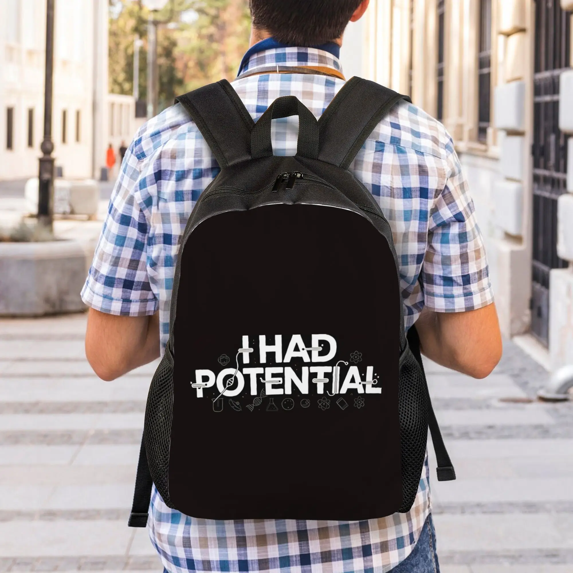 Back to school season I Had Potential – Nerd Humor  Physics Pun Knapsack  Teenager Dual-Use Backpack