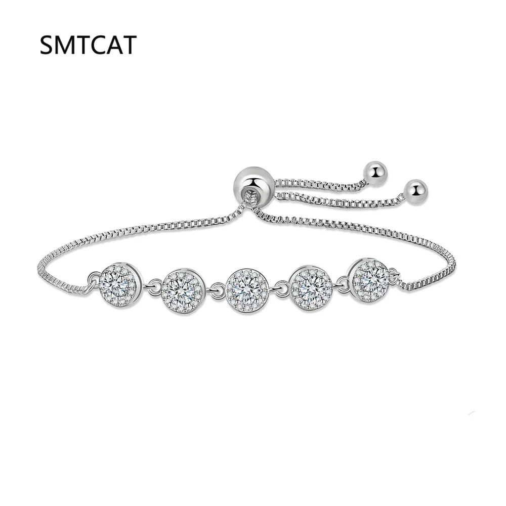 

1CT Round Cut Moissanite Solitaire Diamond Bracelet for Women 925 Silver Minimalist Tennis Bracelet Wrist Chain Adjustable