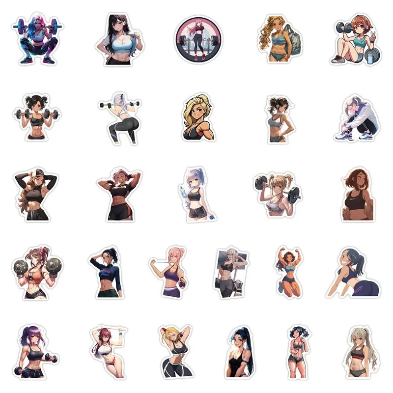 54枚入り 漫画風 個性的なスポーツガール クリエイティブ グラフィティ デコレーションステッカー
