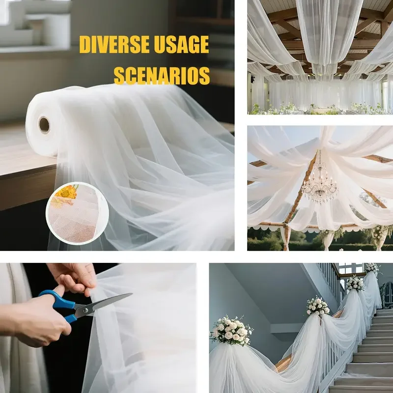 Tulle Fabric for Wedding DIY Decoration White Tutu Baby Shower Table Skirt Ceiling Decor Birthday Party Christmas Craft Supplie view 4