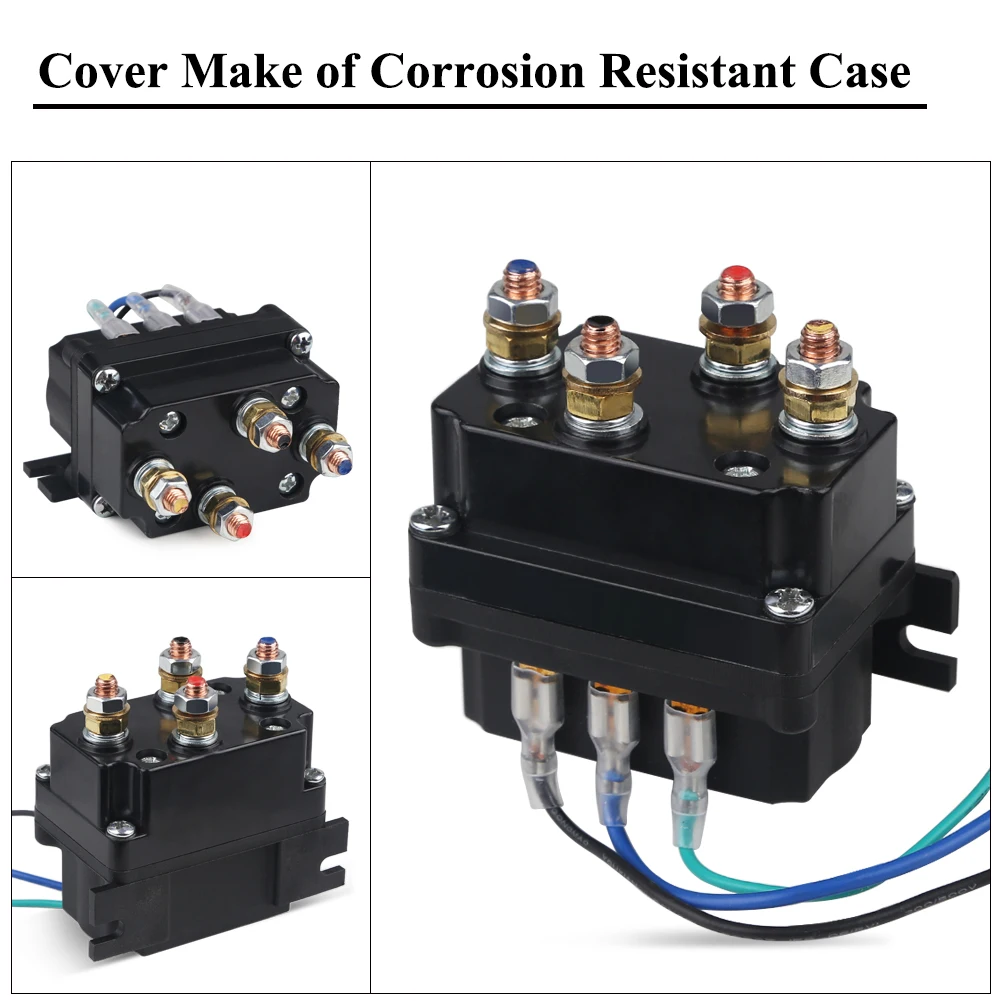 12V / 24V 250A Winch Solenoid Relay Contactor with 6 Protecting caps Universal for ATV UTV 1500-5000lbs Winch (250A)