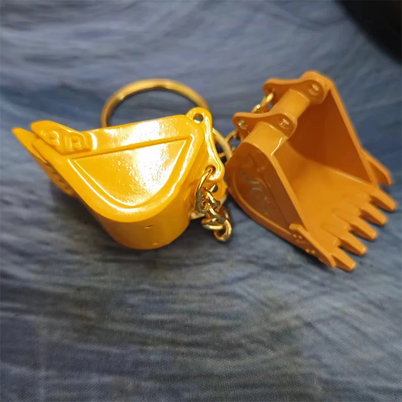 For JS Keychain with Ignition Key With Bucket Key Chain Excavator Heavy Equipment Keychain F0001