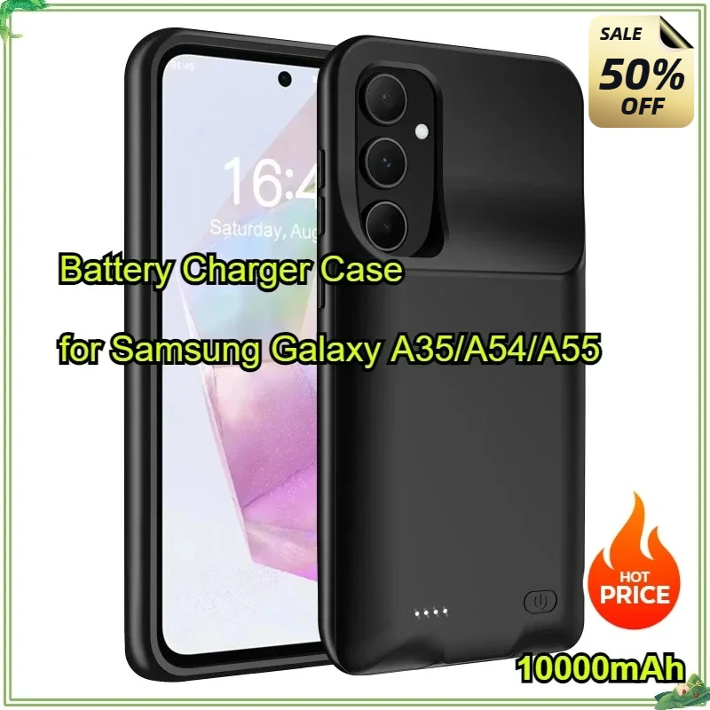 

10000mAh Battery Charger Case for Samsung Galaxy A35/A54 /A55 Portable Extended Battery Pack Charging Cover Power Bank Bateria