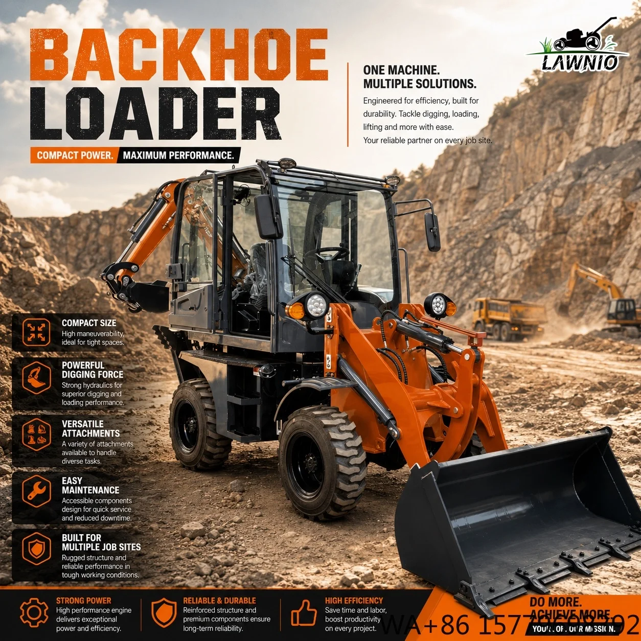 CE Certified Wheel Loader  Equipped with 1650mm Max Digging Depth and Low Noise for Material Loading Backhoe Loader
