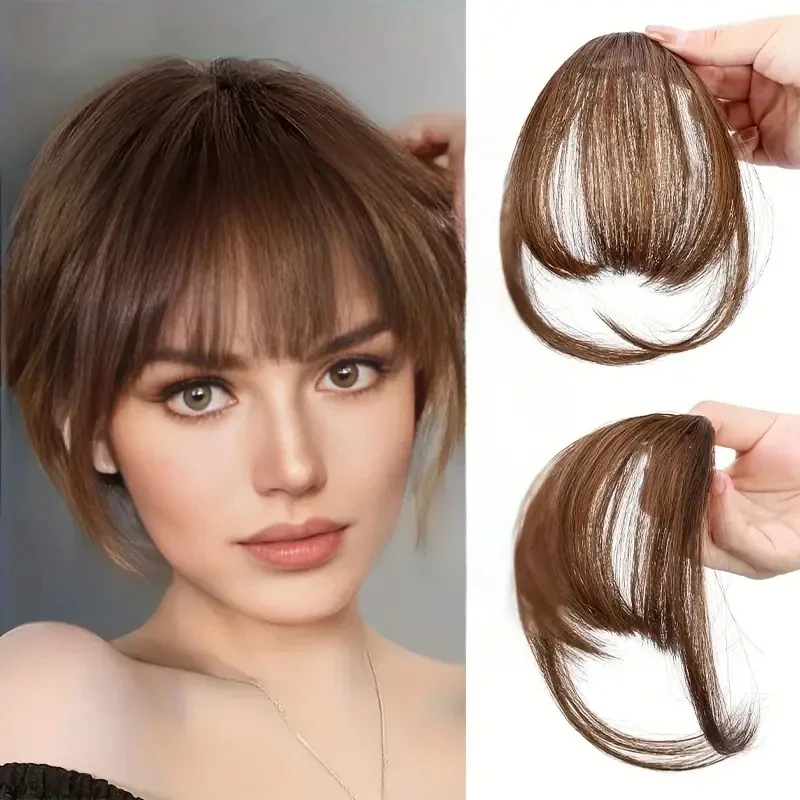 

Elegant Clip In Bangs for Women Synthetic Straight Hairpiece with Sideburns Versatile Air Fringe Accessory