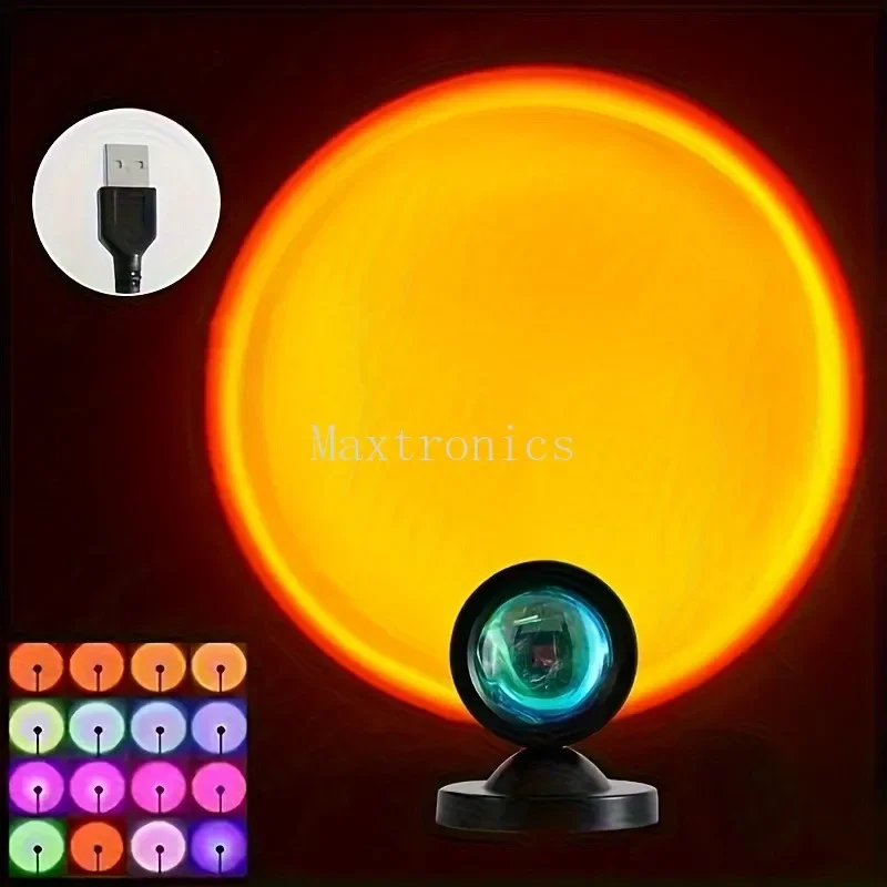 16Color LED Sunset Light Projection Light Night Light with Remote Control RGB Lighted Sunrise Lights for Holiday Atmosphere Lamp