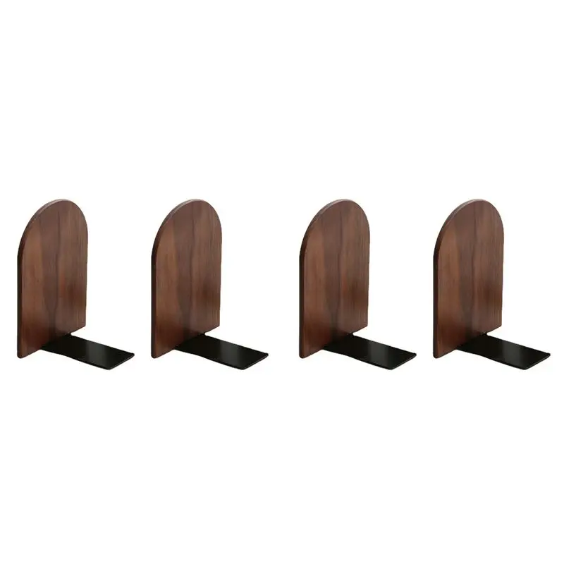Classic-Wooden Bookends Heavy Duty Bookshelf Anti-Slip Bookends(4Pcs)