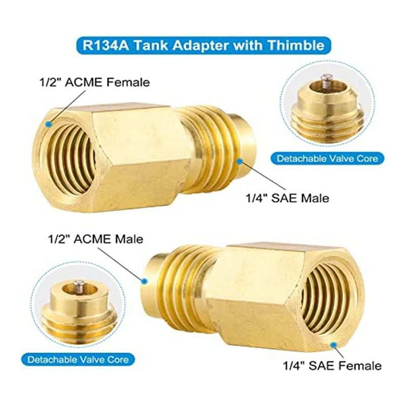 R410A Mini Split Adapters Replacement R410A Charging Vacuum Port Connector With 5/16Inch Female To 1/4Inch Male For HVAC System