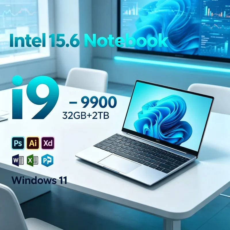Portable 15.6 Inch 120Hz Windows 11 Intel I9-9900 32GB RAM 1TB/2TB Storage 5000mAh Lasting Battery Daily Business Notebook