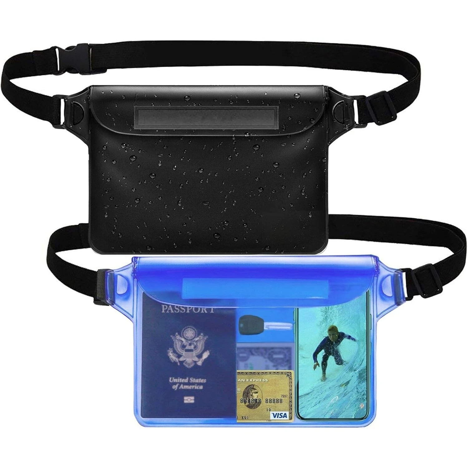 IPX8 Waterproof Waist Pack for Phone/Passport - Swim, Canoe & Beach Essentials, Unisex Crossbody Bag with Adjustable Strap