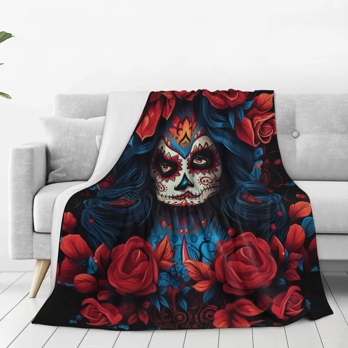 Alexander Gothic Las Elegantes Girls Day Of Dead Skull Blanket Fleece Sofa Throw Blankets For Couch Bedding Throws Bedspread