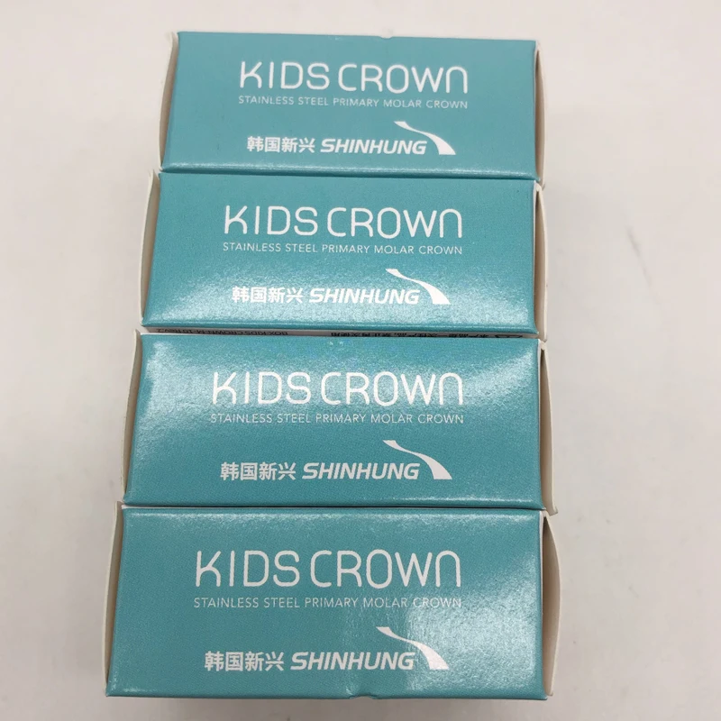 Coronas dentales originales SHINHUNG de acero inoxidable para niños, corona molar primaria temporal para niños