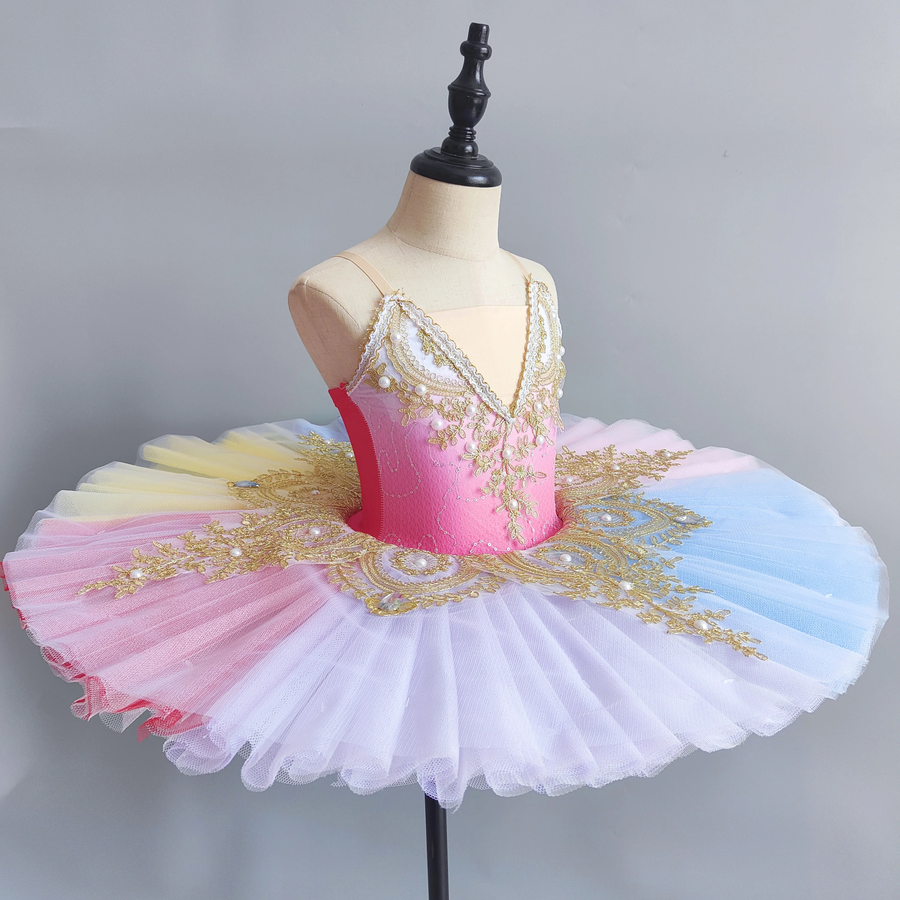 Tutu de Ballet professionnel pour enfants et adultes, Costume de Ballet arc-en-ciel, robe de la belle au bois dormant, jupe Tutu de crêpes pour femmes
