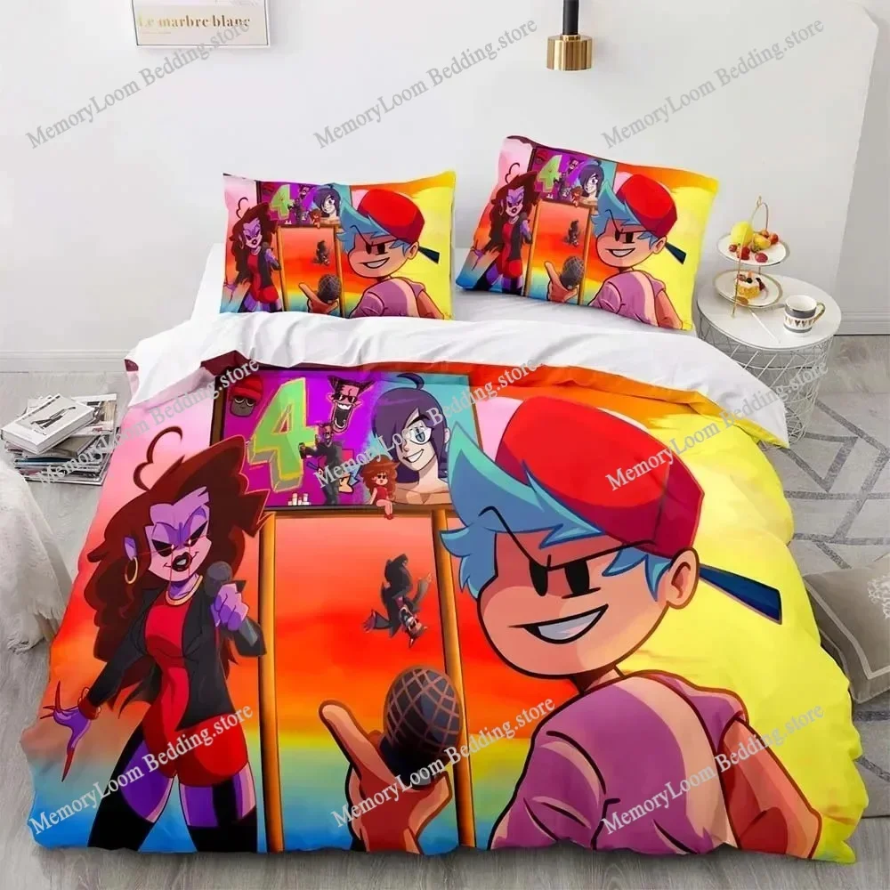 3D Printing Trendy Soft Friday Night Funkin Game Bedding Set Duvet Cover Pillowcase Comforter King/Queen Size Boys Adult Bed Set