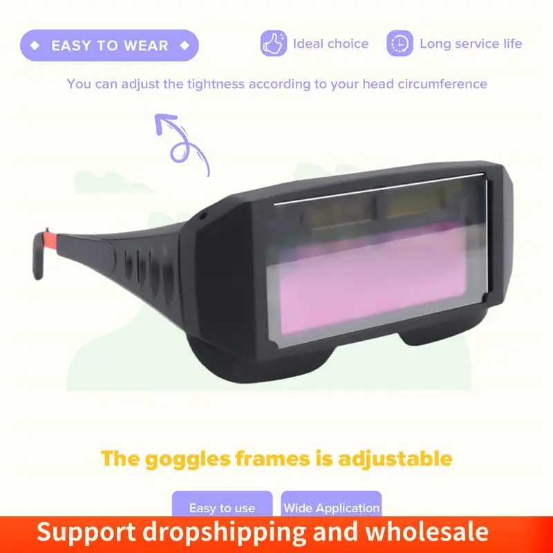 AA86 نظارات لحام تعمل بالطاقة الشمسية السيارات سواد قناع لحام نظارات لحام نظارات مع رباط رأس مطاطي وحقيبة للتخزين #3