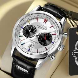 2024 LIGE Top Brand Luxury Man Watch Waterproof Chronograph Luminous Date Wristwatch For Men Quartz Leather Men's Watches Sprots