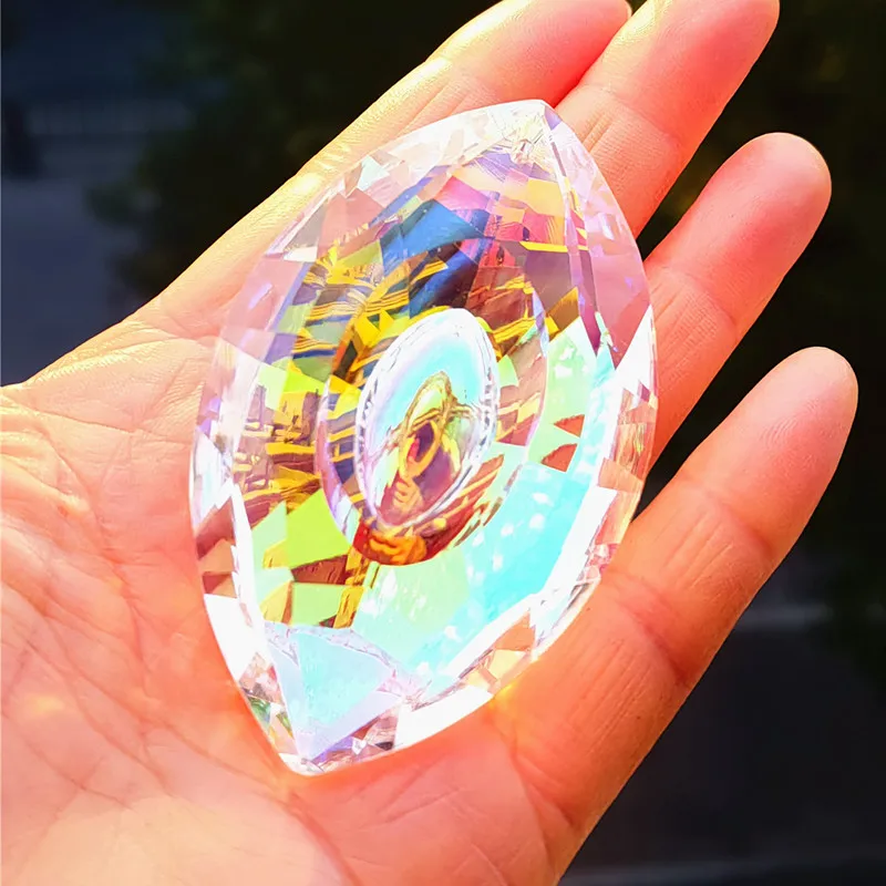 Beautiful 76mm Rainbow Crystal Chandelier Pendant Glass Colourful Oranment Diy Suncatcher Outdoor Christmas Tree Home Decoration