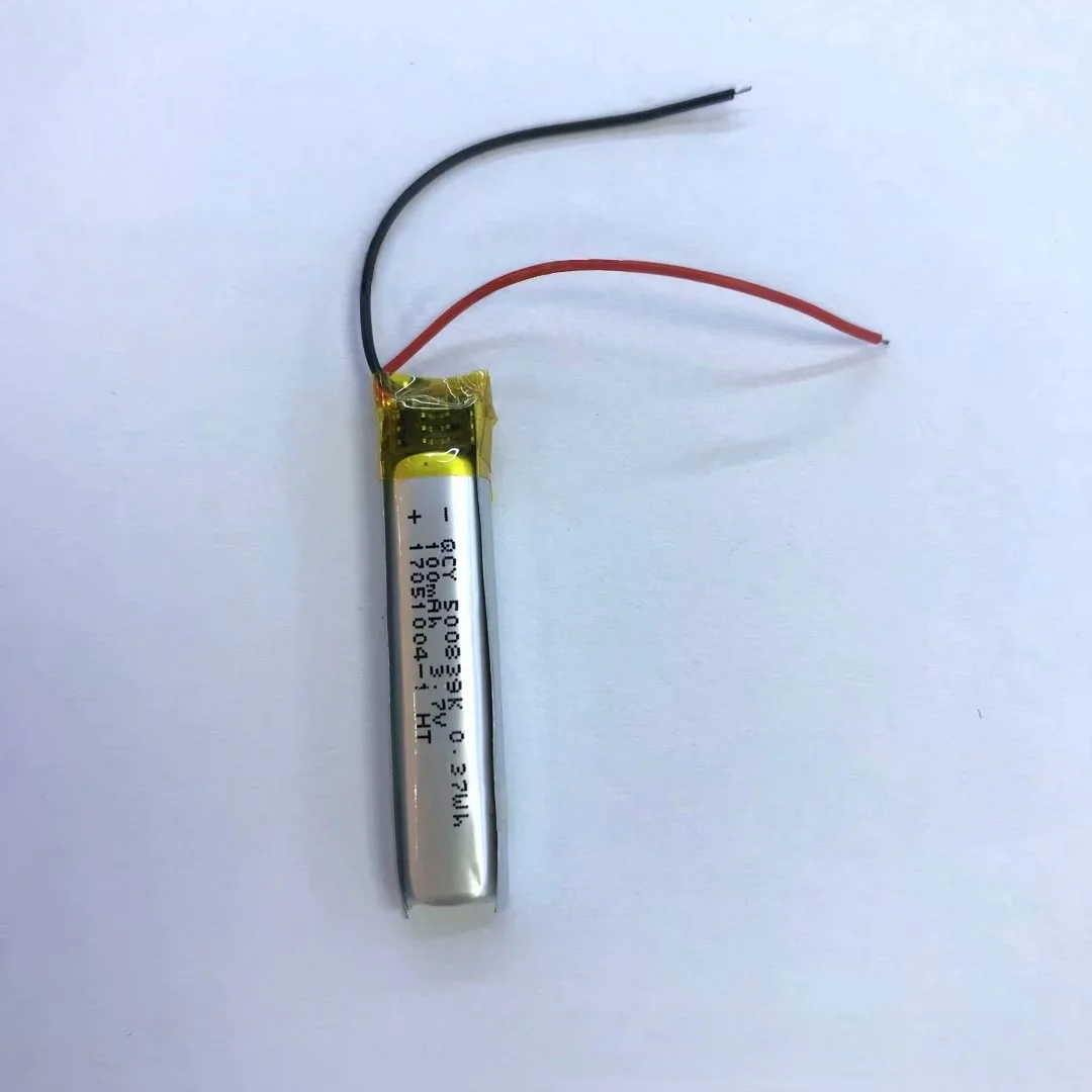 500839 Lithium Polymer Battery 100mAh 3.7V For Voice Recorders Smart Wearables & Bluetooth Earphones