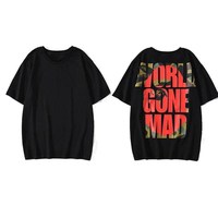 2025 Summer New Fashion Brand Back Invisible Ape Man Crazy World Letter T-shirt Short Sleeve All Cotton Men and Women Short T