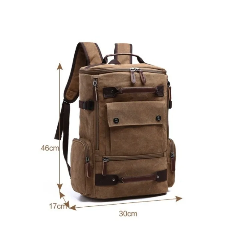 Vintage Large Capacity Men Rucksack Canvas Laptop Bags for Business Outdoor Student Backpack