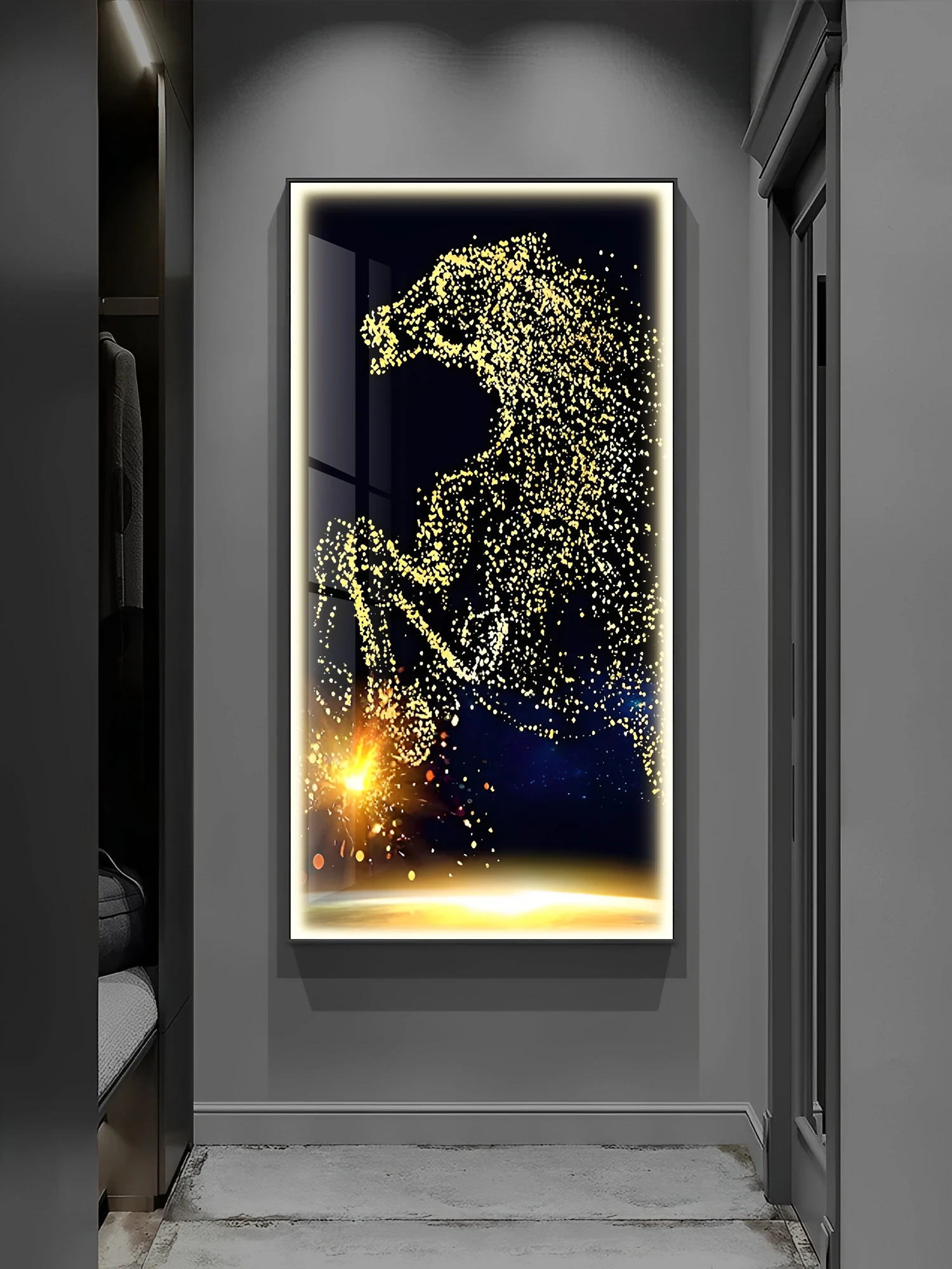 Horse Painting Entrance 2026 New Lamps Decoration Painting Vertical Version Simple Modern And Luxurious With Lights