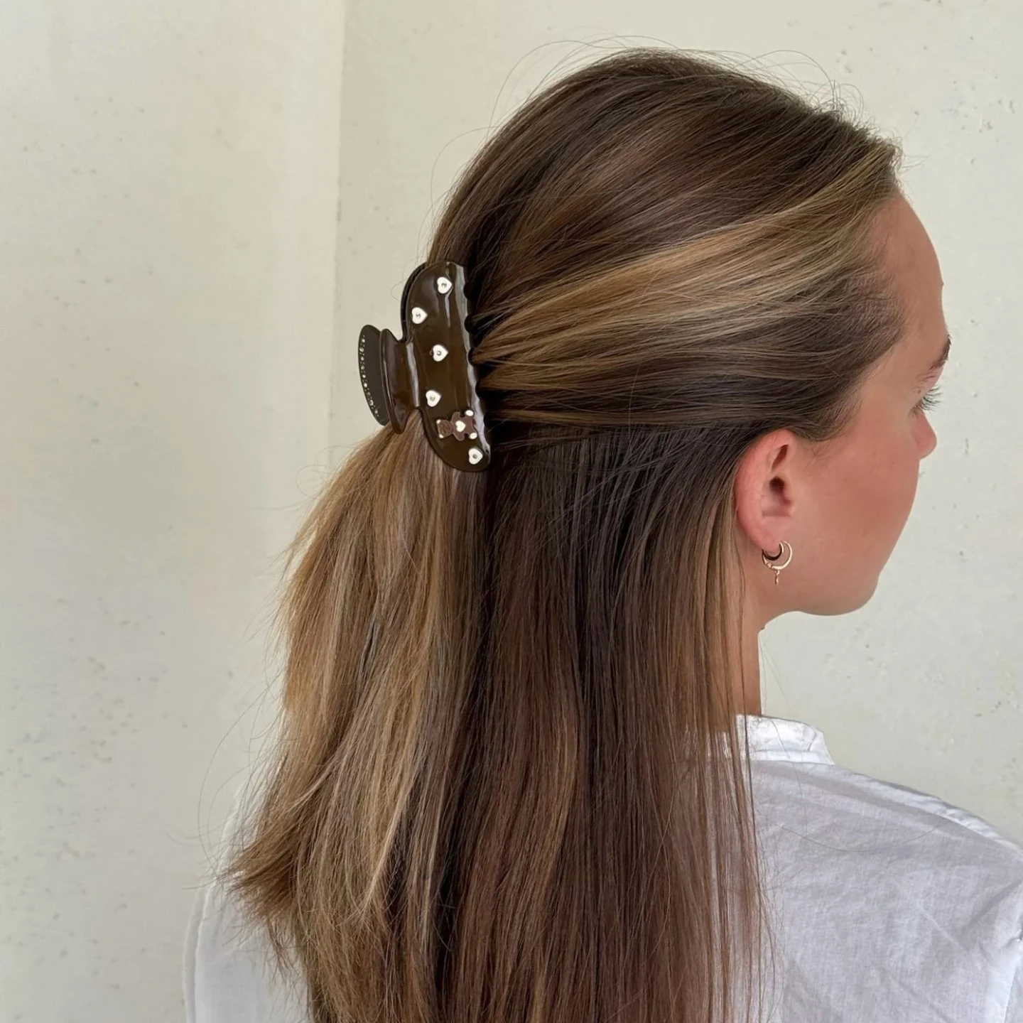 Lovely Teddy Bear Hair Clip Playful Animal Heart Dark Chocolate Brown Hair Claw for Women Girls Sweet Style Hair Accessories