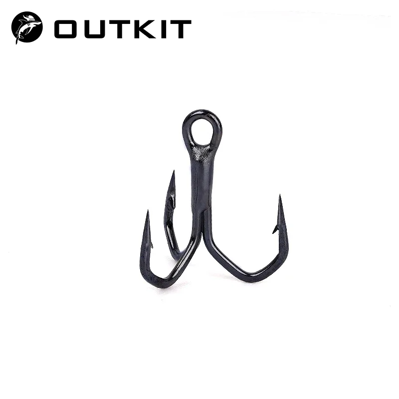 OUTKIT High Quality 5pcs/box New Design 4xStrengthen Steel Alloy Sharp Lure Treble Hook 6-14#Fishing Tackle Hook Fishing Box