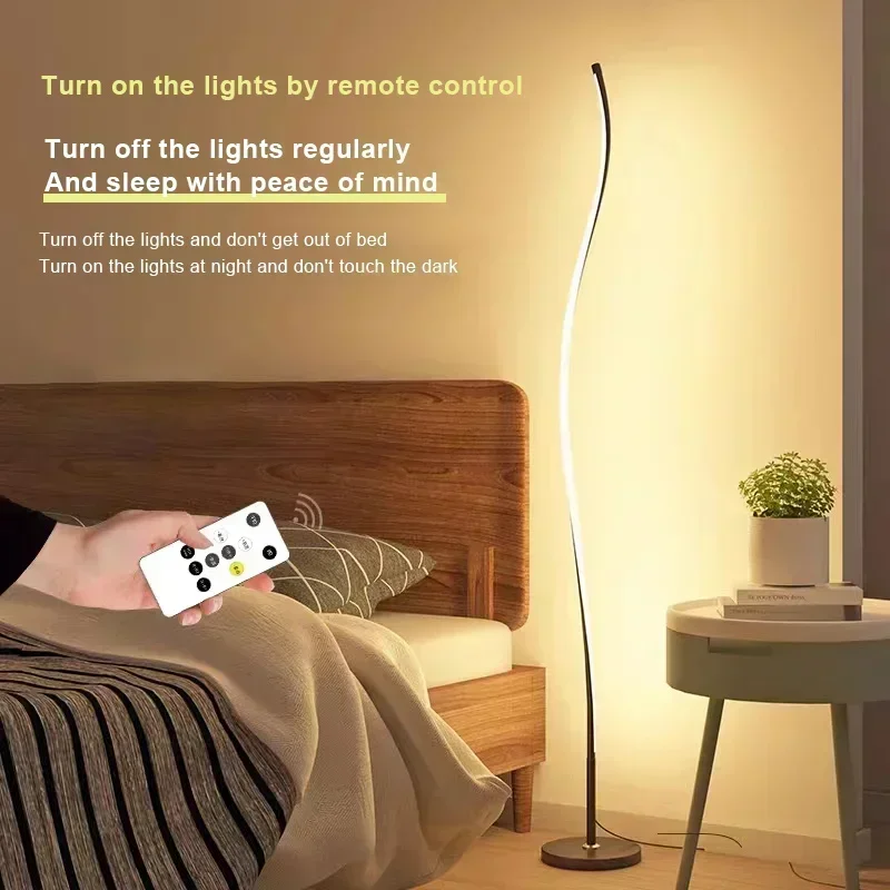 RGB Dimming LED Lâmpada de Assoalho com Controle Remoto, Suporte Moderno, Canto Luminárias LED para Fundo, Quarto, Sala, Sofá