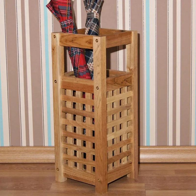 

Подставка для зонтов из массива дерева с сетчатой отделкой, корзина для мелочей, на заказ для отелей