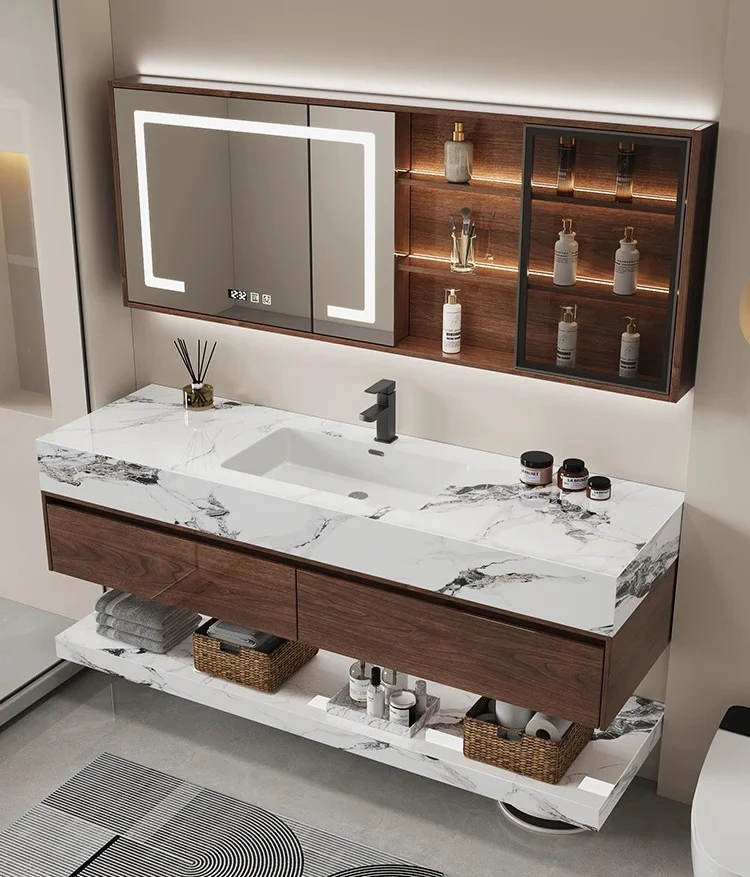 

Seamless integrated basin, bathroom cabinet, combined bathroom, rock slab washbasin