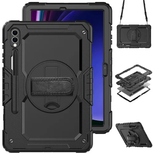 Para Samsung Galaxy Tab S10 S9 S8 Ultra 14,6 S7 Plus FE 12,4 11 pulgadas funda a prueba de golpes para tableta para niños + película de PET + correa para el hombro