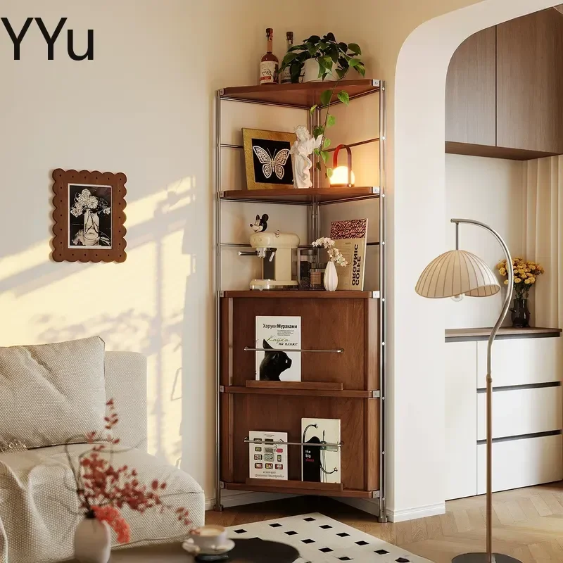 for Medieval Corner Cabinet Triangle Shelf Living Room Bedroom Multifunctional Storage Bookcase Home Furniture Organizer