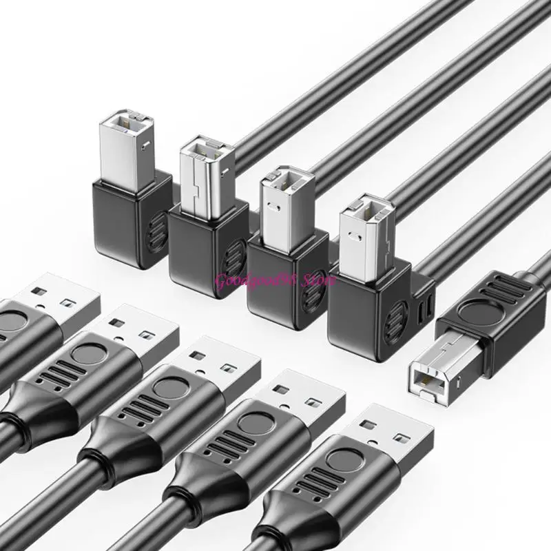 

USB 2.0 Printer Connection Cable with Foil & Braided Shielding Long Reach 90Degree Elbow for Fast Data Transmission W8EC