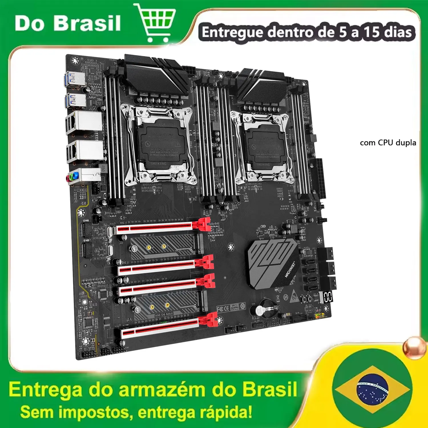 

MACHINIST X99 D8 MAX Motherboard LGA 2011-3 Support Intel Xeon 2680 2667 V4 Dual CPU Processor DDR4 ECC RAM Desktop Memory E-ATX