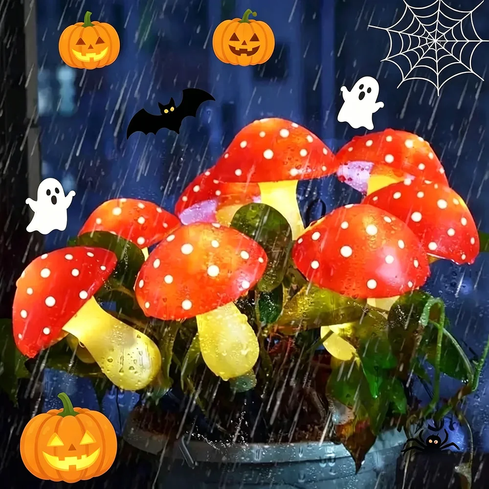 8/12/20LED Solar Landscape Ground Lights Cute RED Mushroom Lawn Lamp Wedding Holiday Courtyard Halloween Outdoor Garden Decorati