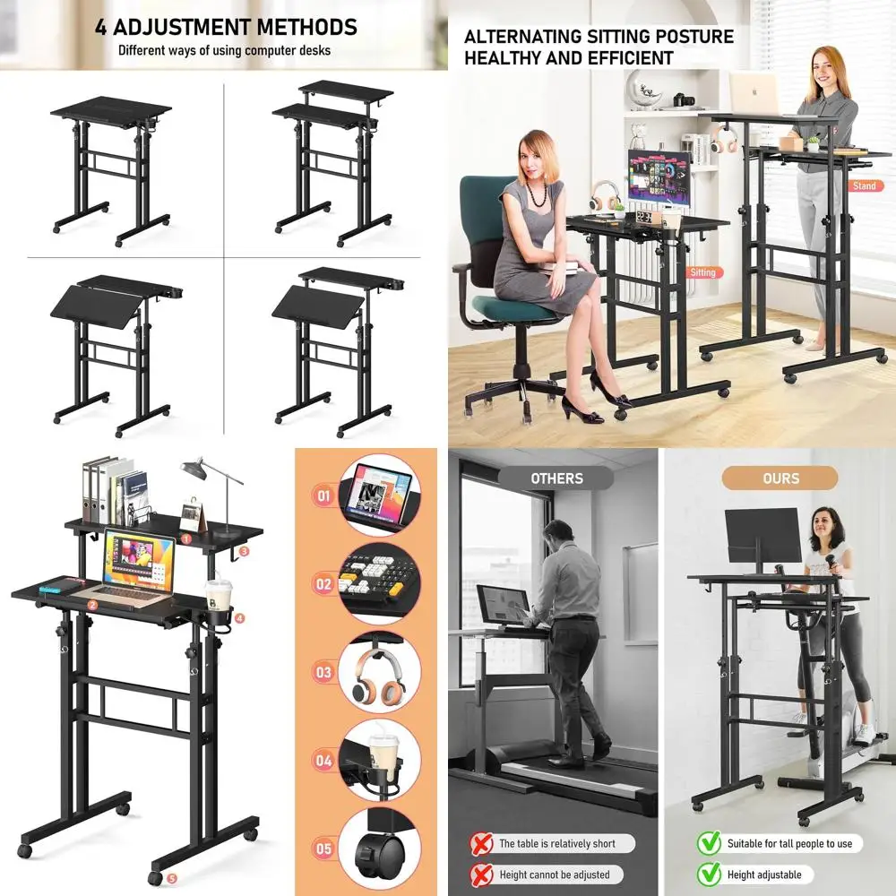 

Регулируемый по высоте передвижной стол на колесиках для работы стоя и ходьбы